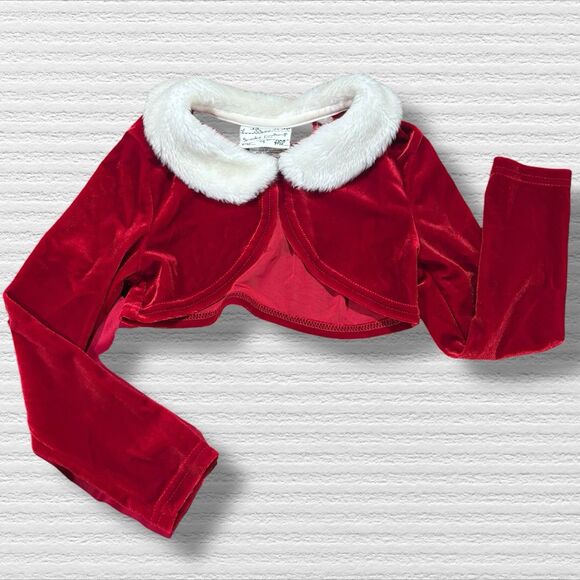 Classic Red Christmas Dress & Faux Fur Bolero Set Brooke Lindsay Size 5 Satin - Picture 6 of 8